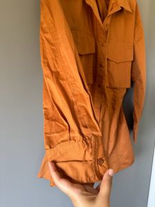 Burnt Orange Shirt Dress - Zara