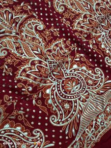 Paisley &amp; Polka Dot Fabric - Maroon Saree