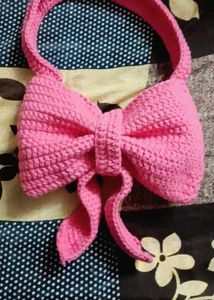 Pink Crochet Bow Bag