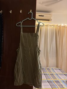 Striped Olive Green Pinafore Dress ( Never used )