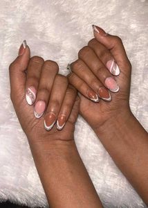 Brown Swirl Almond Nails Stick On Kit
