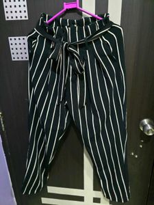 Women Striped Black Track Pant