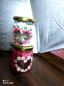 Hand-Painted Floral Jars (Set of 2)