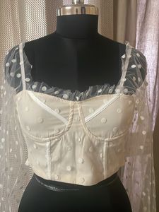 Crop Top With Mesh Sleeves