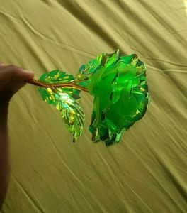 Fluorescent Green Rose With Golden Highlights.