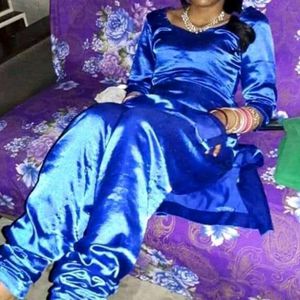Blue Satin Salwar Suit