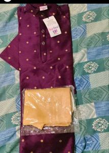 Elegant Purple &amp; Gold Embroidered Kurta Set