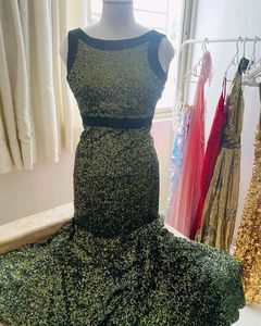Emerald Sequins Gown By Badgley Mischka