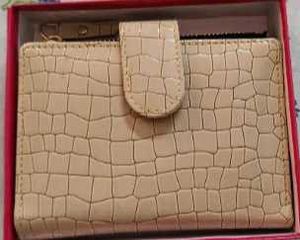 Beige Croc-Embossed Wallet