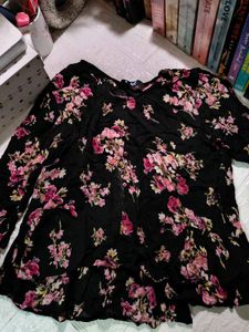 Floral Black Top