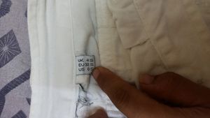 Low Waist White Cotton Cargo