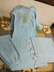 Light Blue Embroidered Kurta Set