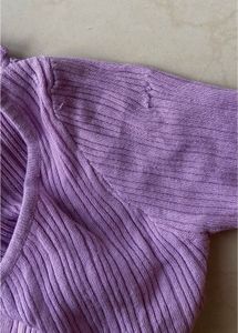 Lilac Ribbed Button-Up Crop Top