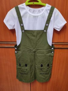 Cute Olive Green Dungaree Set