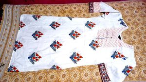 Pure Cotton Kurti Set With New Saree