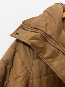 Brown Puffer Jacket With Belt