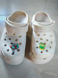 Cream Crocs With Charming