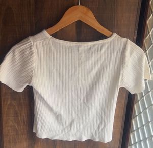 White Ribbed Crop Top