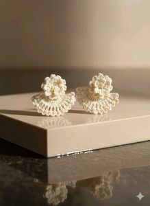 Unique leaf &amp; floral Crochet handmade Earrings