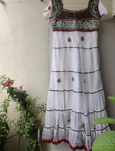 White Anarkhali With Dupatta For Women