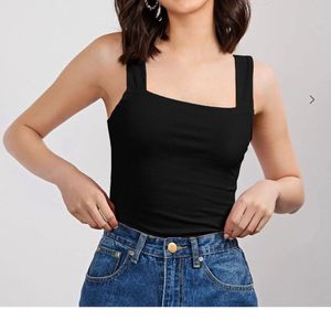 Square Neck Black Top
