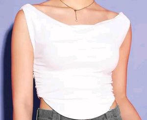 White Ruched Tank Top