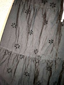 Black Eyelet Tiered Skirt