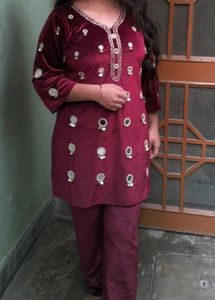 Maroon Velvet Coord Set