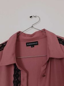 Elegant Pink Maxi Shirt Dress