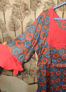 Feeding Ankle length Frock with Tie.