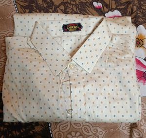 Beige Cotton Printed Shirt