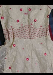 White And Yellow Embroidered Anarkali Kurti COMBO