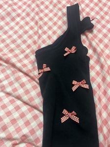 Cute Black Tank Top with Bows
