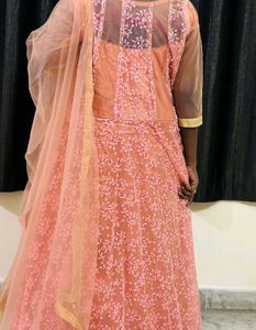 Elegant Peach Embroidered Anarkali