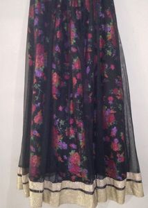 Long Ethnic Black Skirt With Floral Design work .
