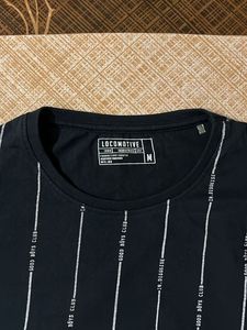 Locomotive Striped Black Tshirt For Men