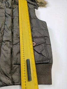 Fur Hooded Padded Vest Size M Winter Jacket