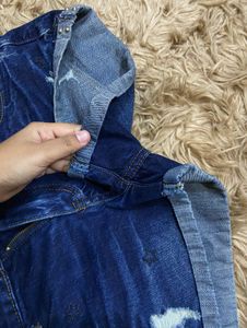 Distressed Denim Star Shorts