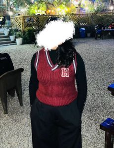 Korean Red Knit Vest stylish