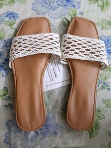 Stylish White Braided Flats