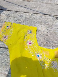 Beautiful Blouse Lemon Yellow Full Back Work