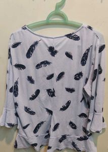 Feather Print Ruffle Top