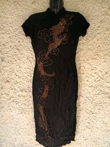 Dragon Embroidered Cut Dana Chinese Dress