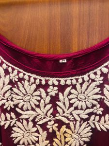 Embroidered Maroon Tank Top