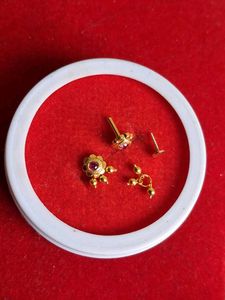 Gold-Plated Floral Stud Earrings