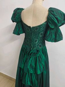 Vintage Emerald Green Puff Sleeve Dress