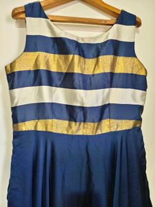 Elegant Blue &amp; Gold Ethnic Gown Large/ XL Size