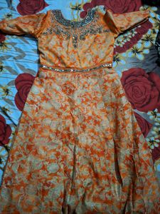 Orange Embroidered gown