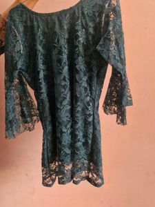 Elegant Teal Lace Tunic top
