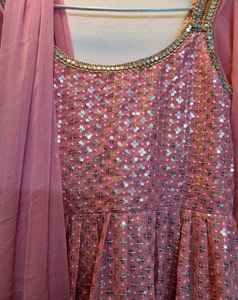 Pink Sequin Anarkali Suit